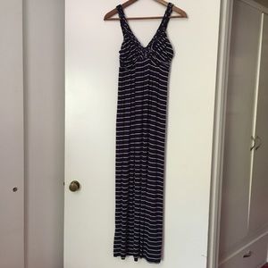 Navy and White Stripped Maxi Dress